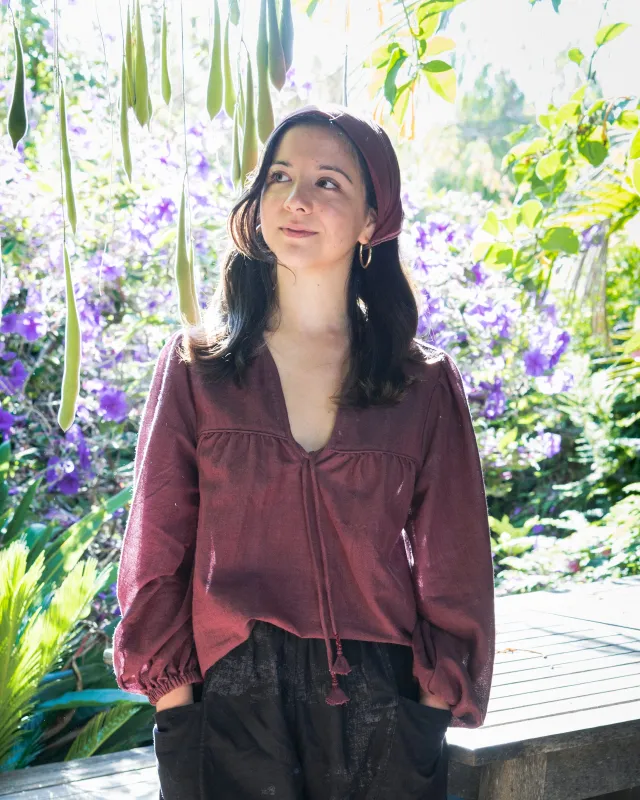 Madhuri L/S Peasant Top in Mauve made by Umber & Ochre