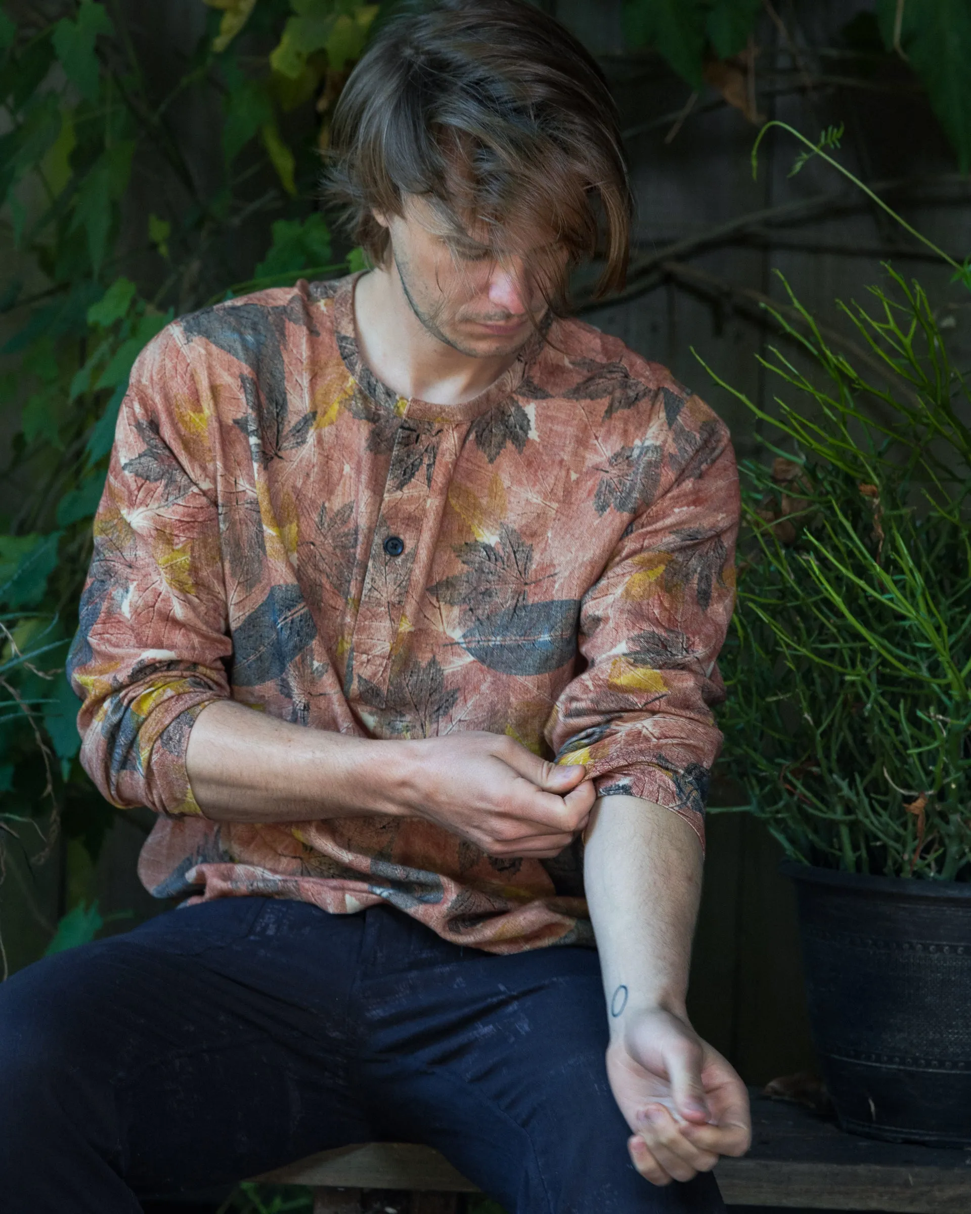 Radha Henley Shirt in Leaf sold by The Umber & Ochre