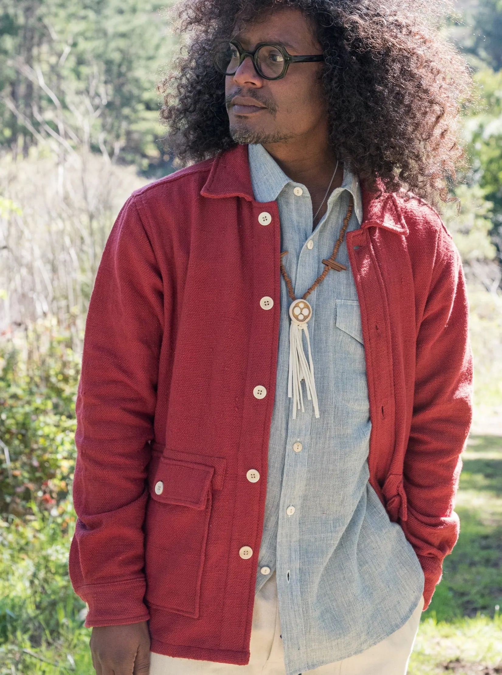 Chore Coat in Red Nubby Cotton sold by The Umber & Ochre