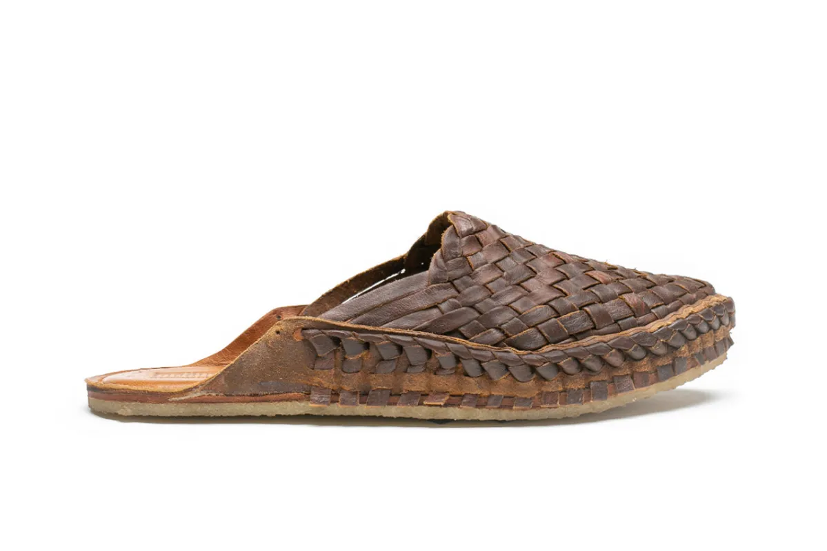 Women's Woven Slide in Walnut made by Mohinders Shoes