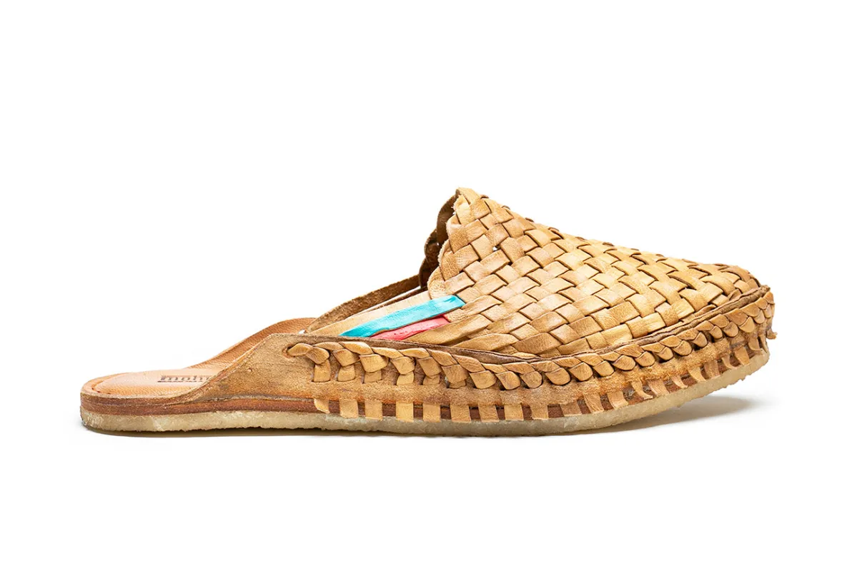 Men's Woven City Slipper / Honey with Stripes made by Mohinders Shoes