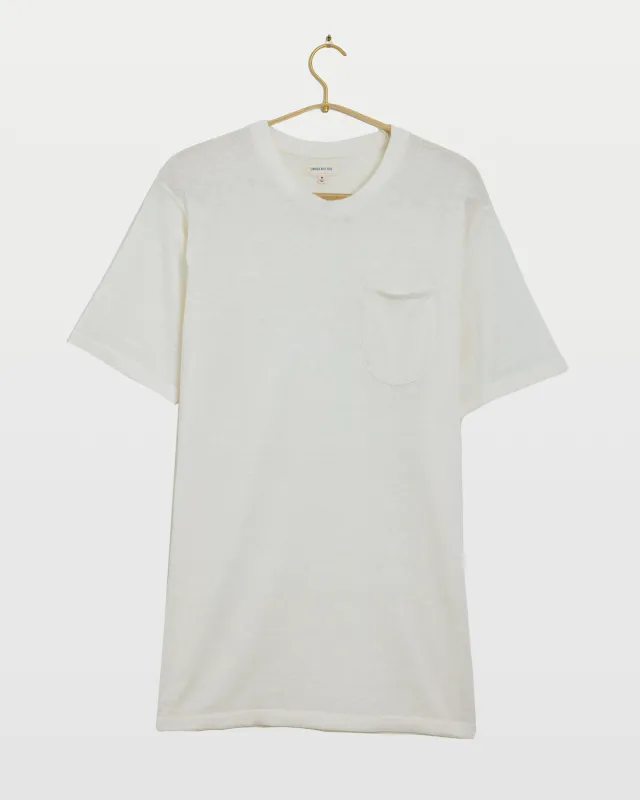 Yogi S/S Pocket Knit Tee White made by The Umber & Ochre
