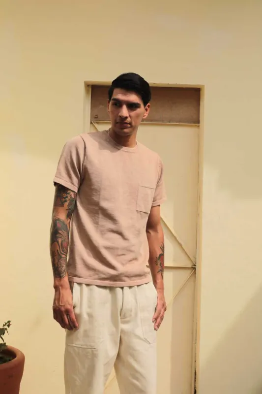 Yogi S/S Pocket Knit Tee Tea made by The Umber & Ochre