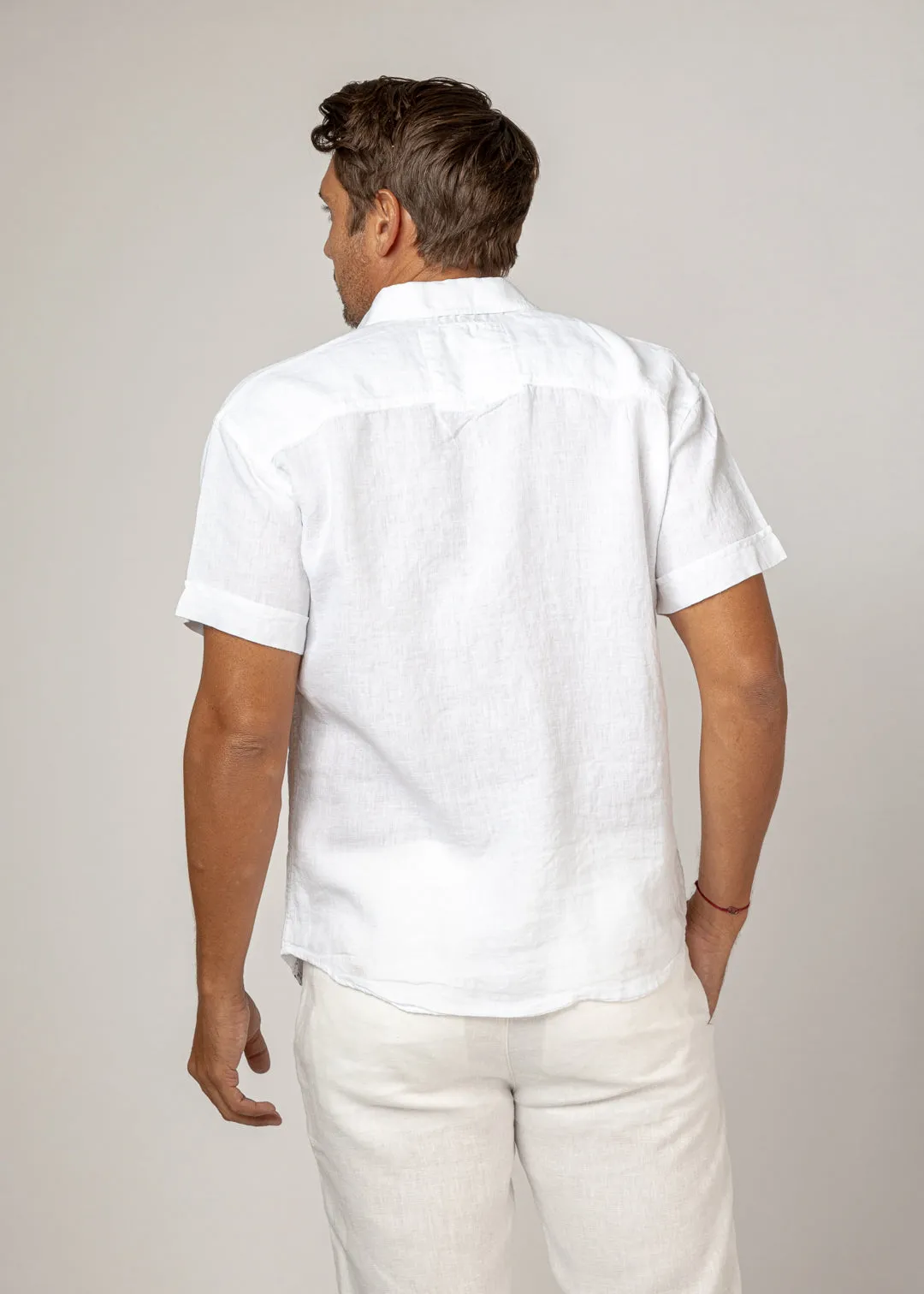 Short Sleeve Button-Down Linen Shirt With Pocket sold by Claudio Milano product image thumbnail 3
