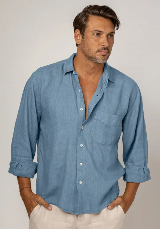 Button Down Linen Shirt With Pocket | Loose Fit made by Claudio Milano