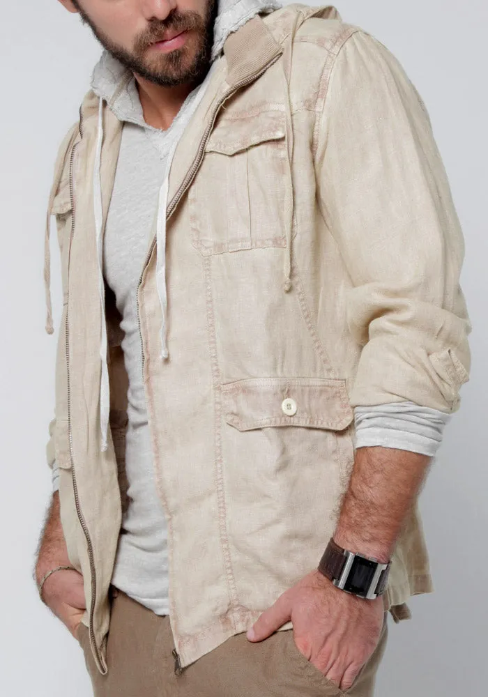 Linen Jacket With Detachable Hoodie & Button Pockets sold by Claudio Milano product image thumbnail 4