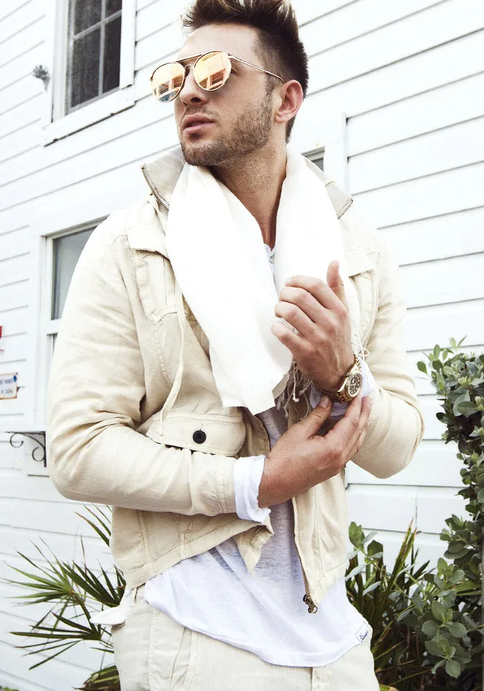 Linen Jacket With Detachable Hoodie & Button Pockets sold by Claudio Milano product image thumbnail 2
