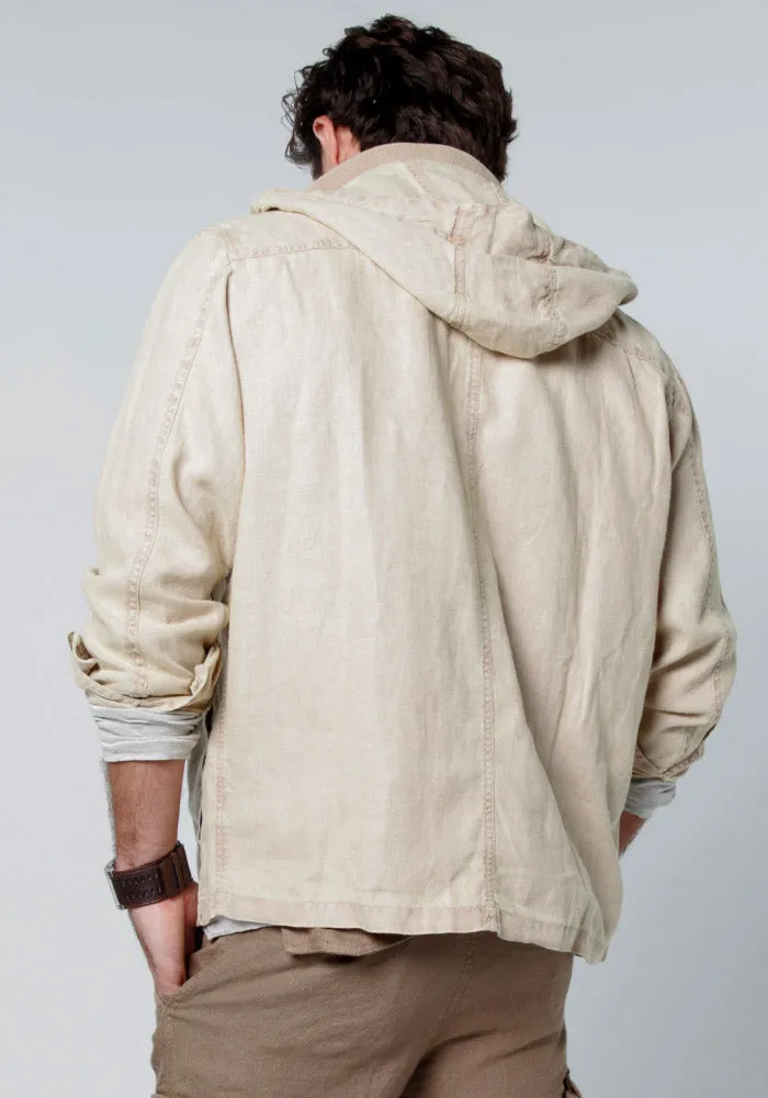 Linen Jacket With Detachable Hoodie & Button Pockets sold by Claudio Milano product image thumbnail 3