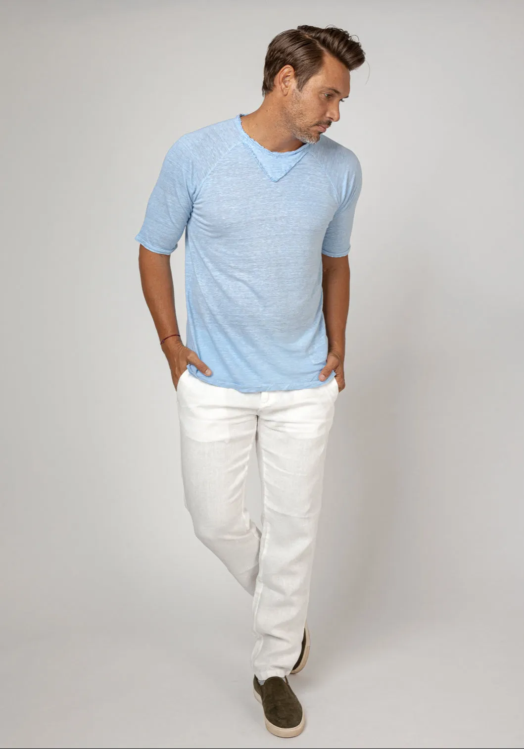 Jersey Linen Short Sleeve T-Shirt sold by Claudio Milano product image thumbnail 4