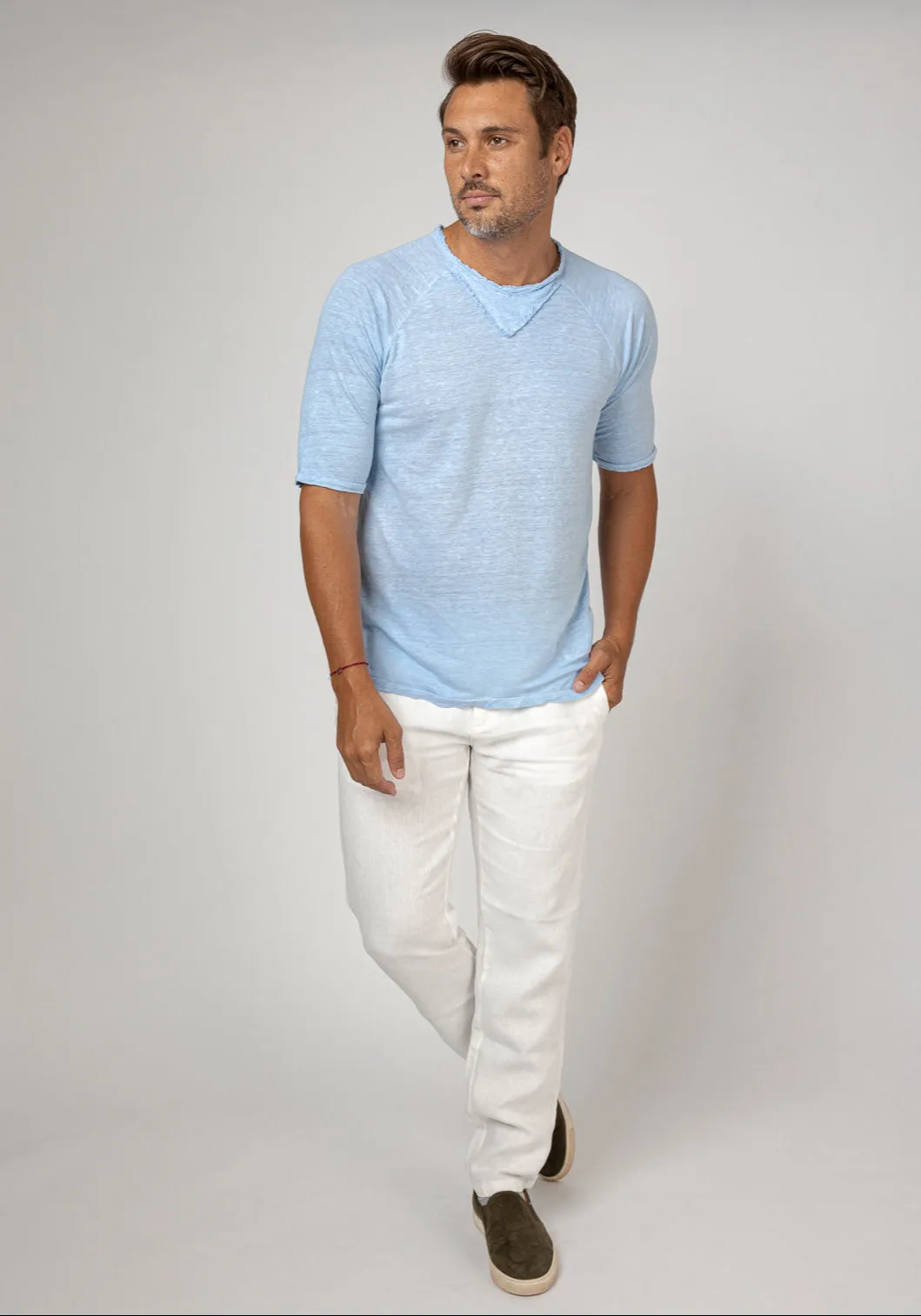 Jersey Linen Short Sleeve T-Shirt sold by Claudio Milano product image thumbnail 5