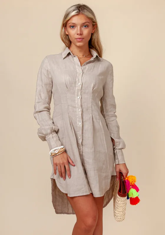 Fitted Button Down Linen Shirt Dress made by Claudio Milano