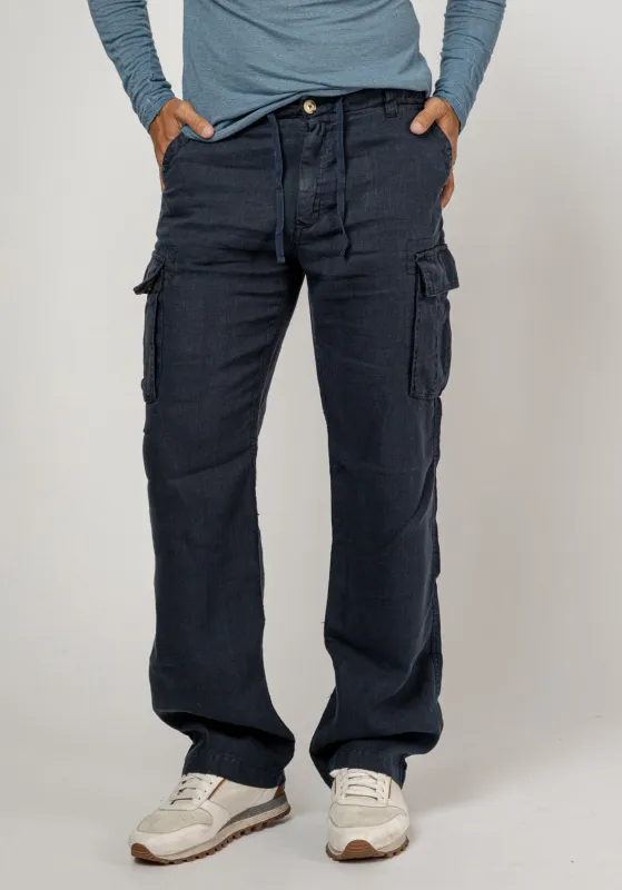 Linen Cargo Pants With Drawstring made by Claudio Milano