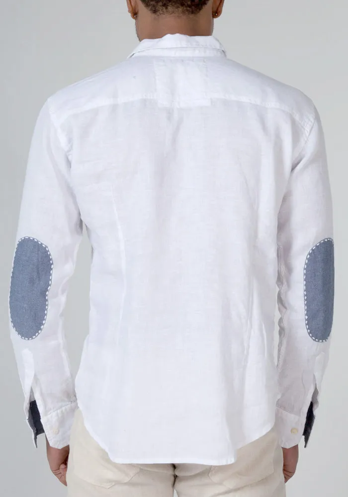 Long Sleeve Button Down Linen Shirt With Chambray Details | Regular Fit sold by Claudio Milano product image thumbnail 3