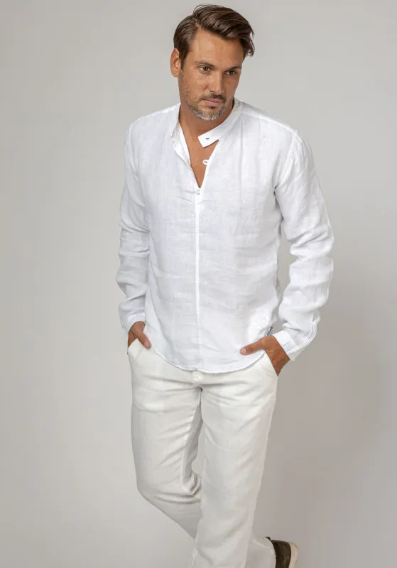 Long Sleeve Linen Shirt With Button Collar made by Claudio Milano