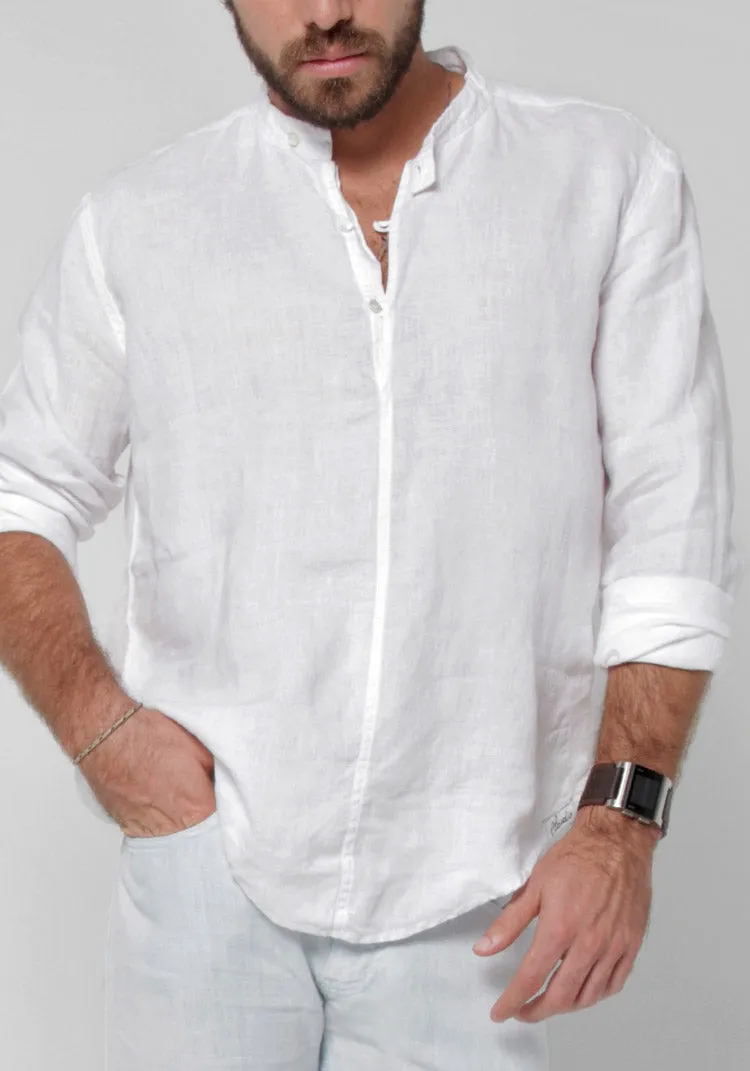 Long Sleeve Linen Shirt With Button Collar sold by Claudio Milano product image thumbnail 2