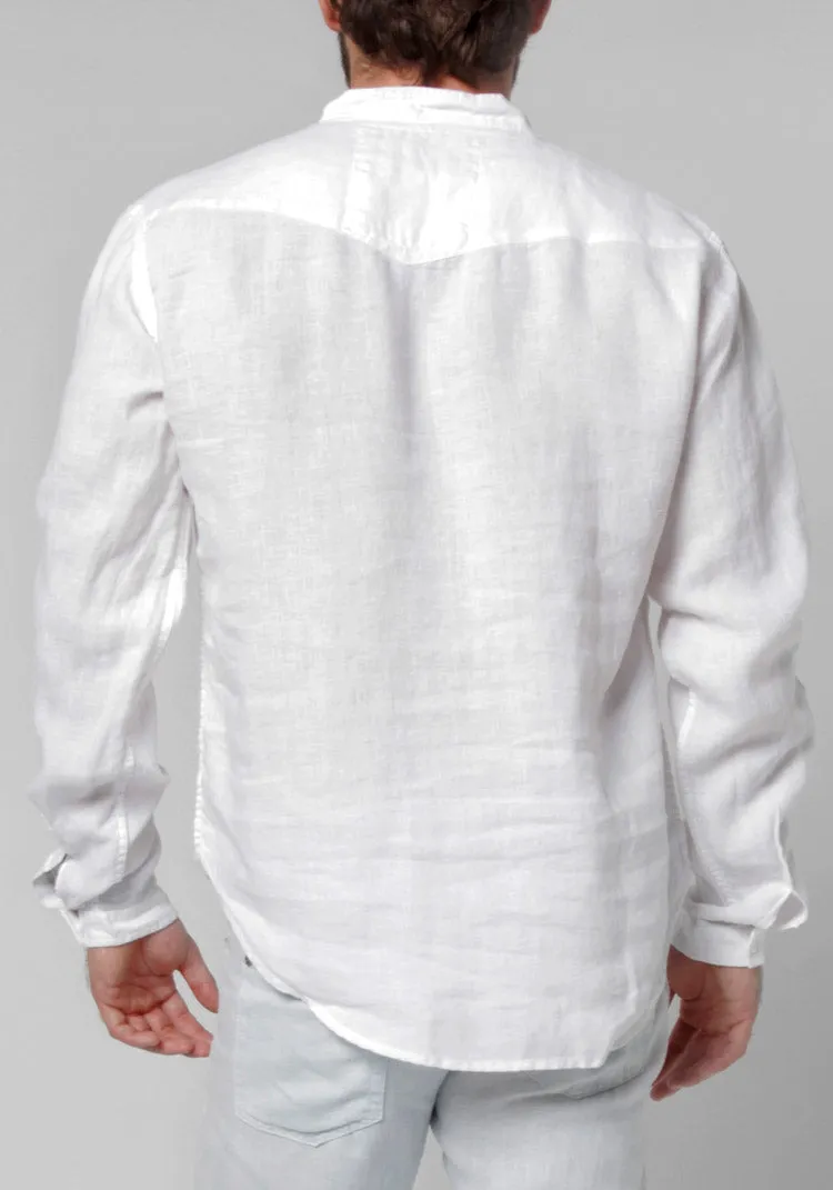 Long Sleeve Linen Shirt With Button Collar sold by Claudio Milano product image thumbnail 4