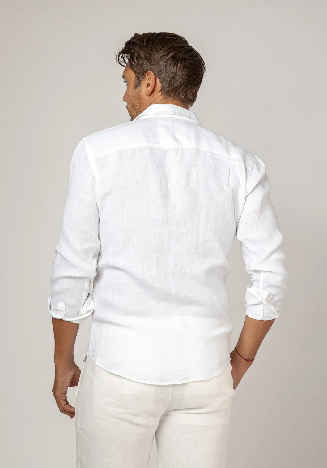 Long Sleeve Button Down Linen Shirt | Regular Fit sold by Claudio Milano product image thumbnail 3