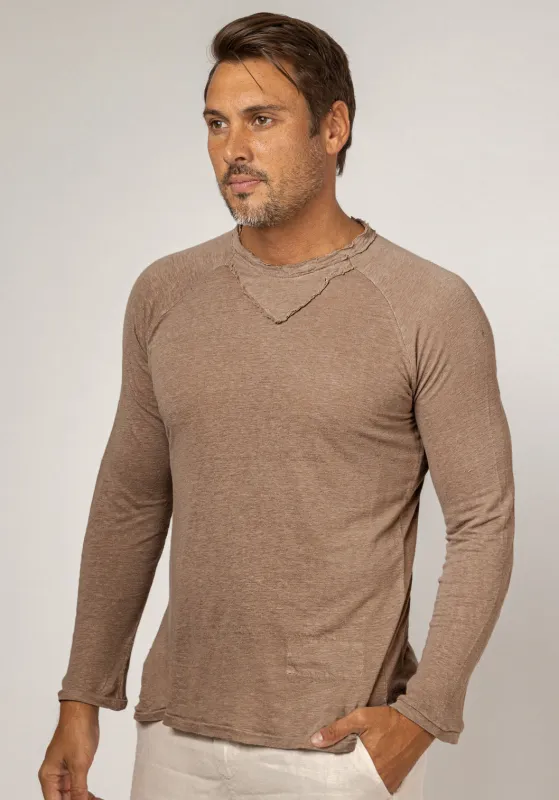 Jersey Linen Long Sleeve Niki Collar T-Shirt made by Claudio Milano
