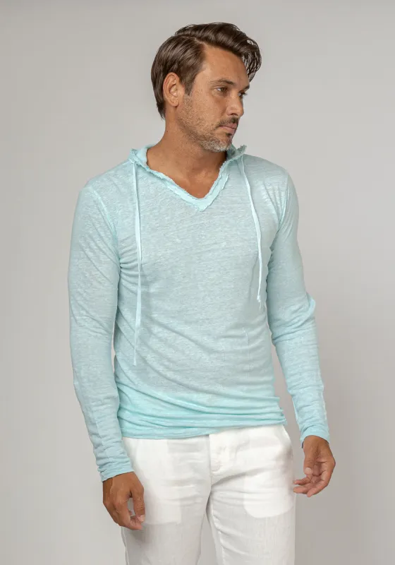 Long Sleeve Fitted Jersey Linen Hoodie made by Claudio Milano
