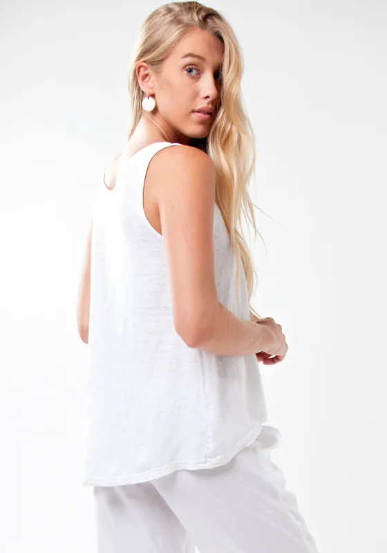 Linen Tank Top With Jewel Neckline made by Claudio Milano