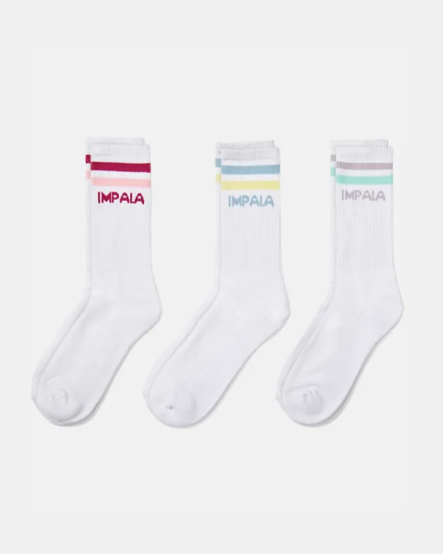 Impala Stripe Sock 3pk - Pastel sold by Impala Rollerskates