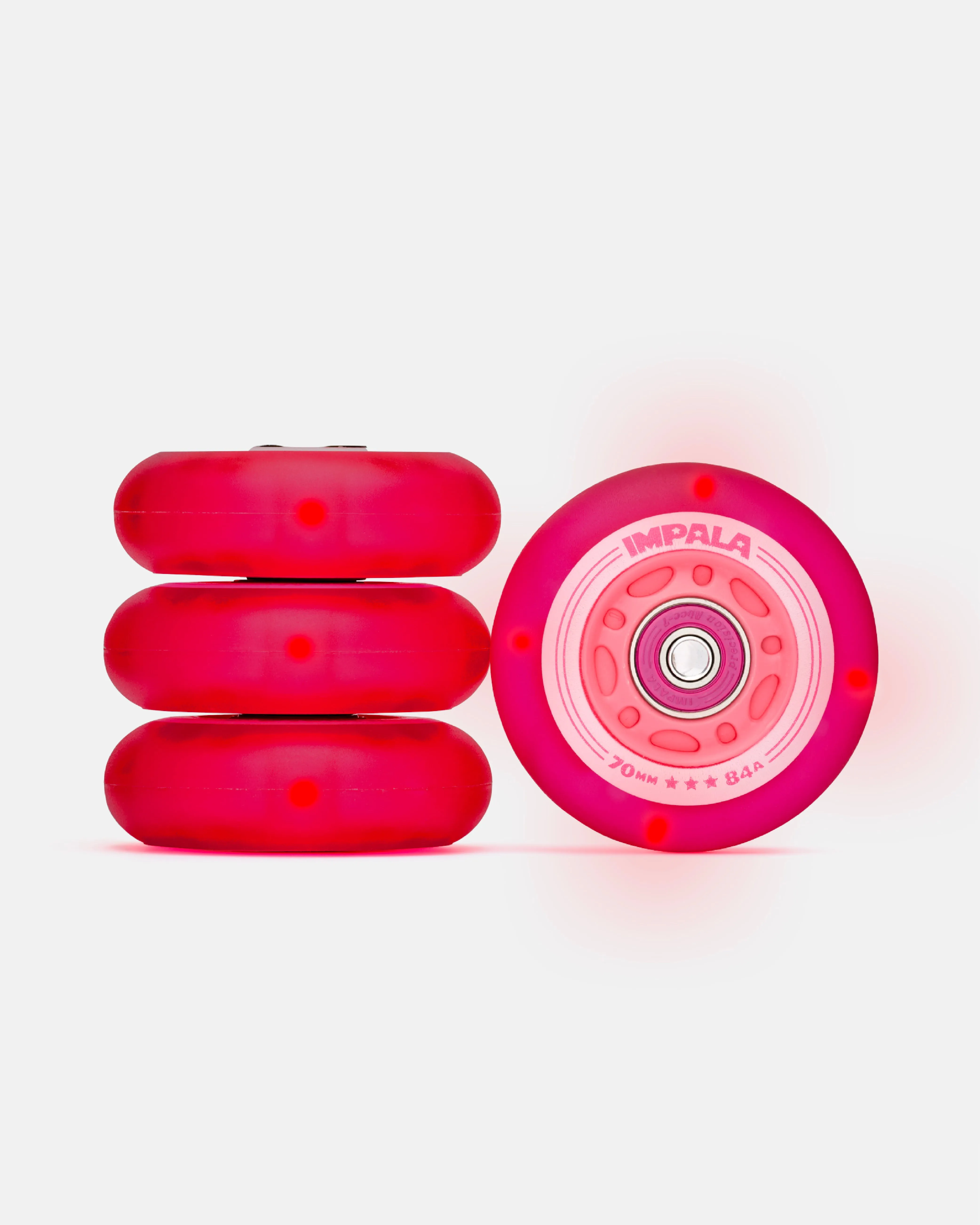 Impala Light Up Inline Wheel 4pk - Pink/Red sold by Impala Rollerskates