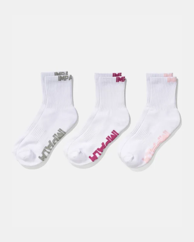 Impala Everyday Sock 3pk - White sold by Impala Rollerskates