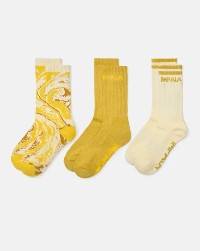 Impala Marawa Sock 3pk - Marawa Gold sold by Impala Rollerskates