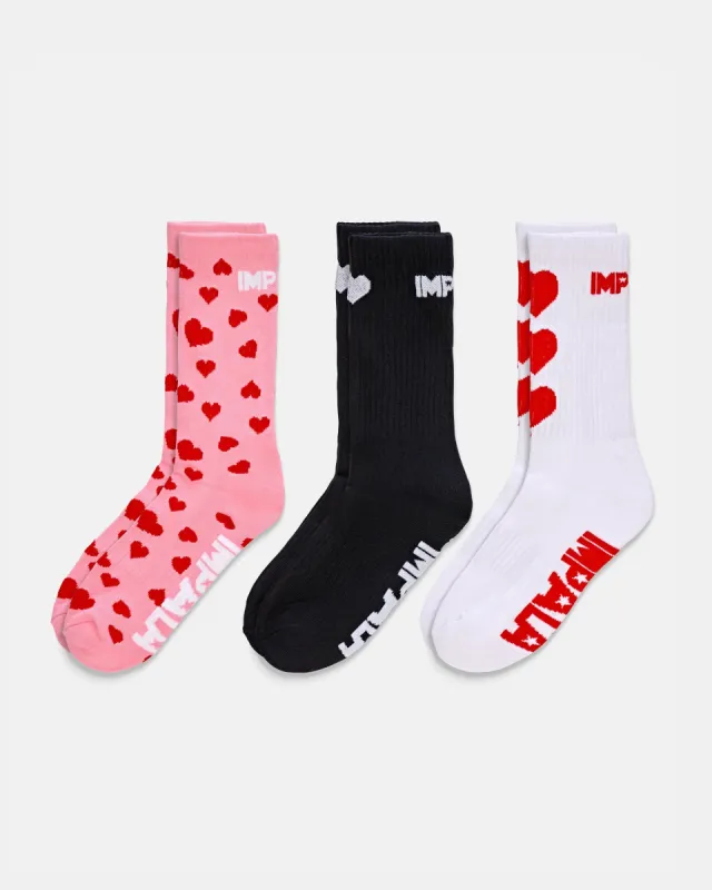Impala Skate Sock 3pk - Falling Hearts sold by Impala Rollerskates