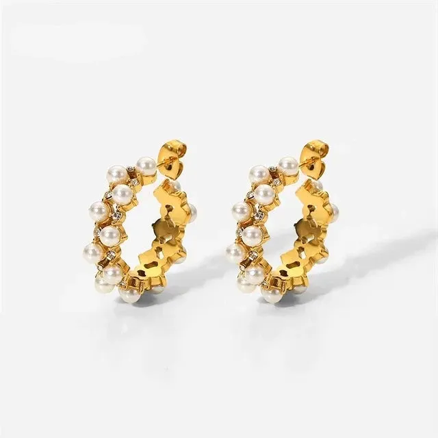 Pearly Hoop Earrings sold by Gemlly