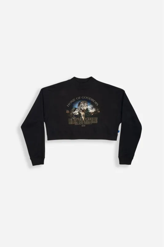 SOUVENIR CROP CREWNECK BLK made by Goodbois