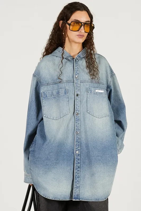 Denim Hooded Shirt - 2026 SPRING sold by Prank Project