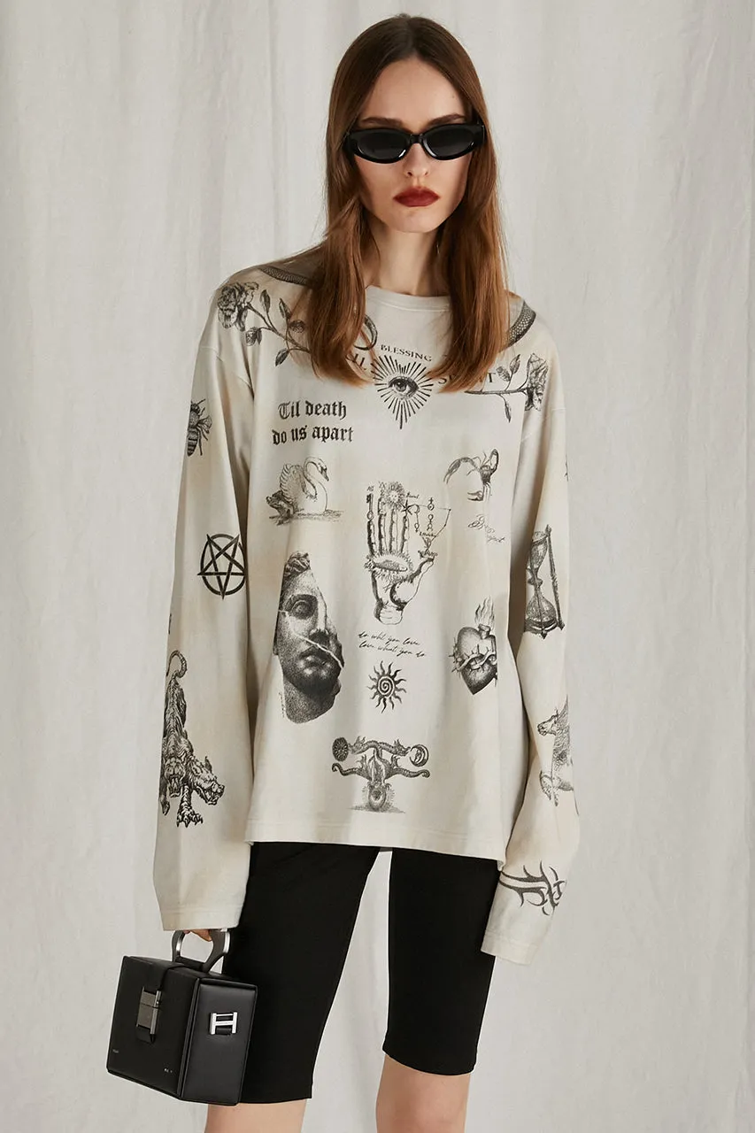 Tatoo Printed Long Sleeve TEE sold by Prank Project