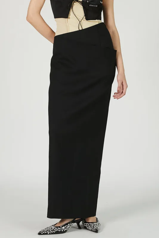 Wrap Skirt Black Wool - SALE sold by Prank Project