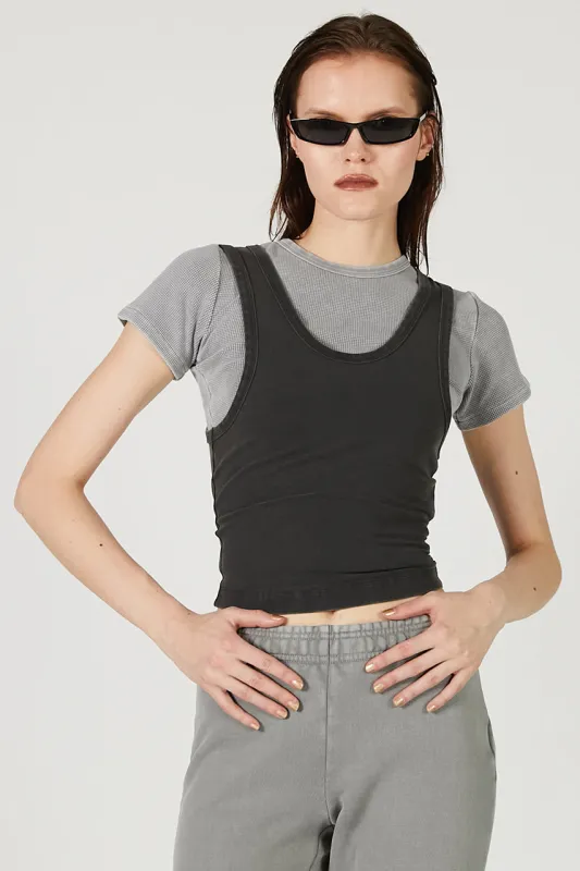 Cropped Tank Washed Black sold by Prank Project