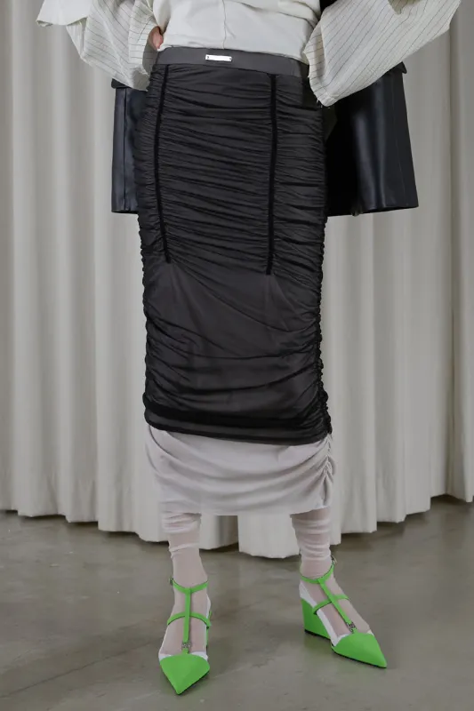 Sheer Layered Shirring Tight Skirt sold by Prank Project