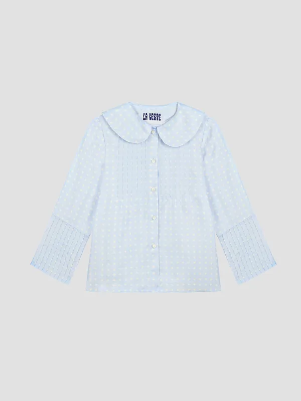 Polka Shirt Silk Celeste made by La Veste