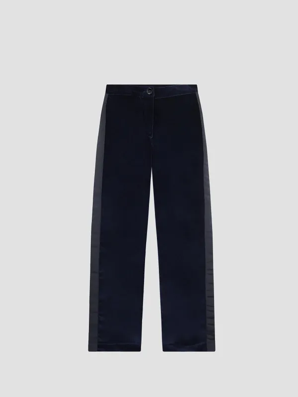Grogue Pants Velvet Navy made by La Veste