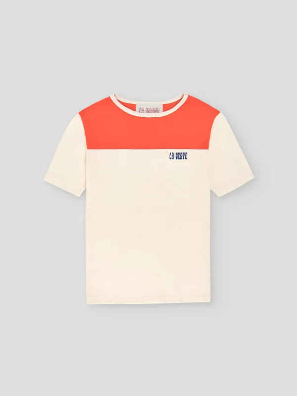 Bicolor Tee Shirt Red made by La Veste