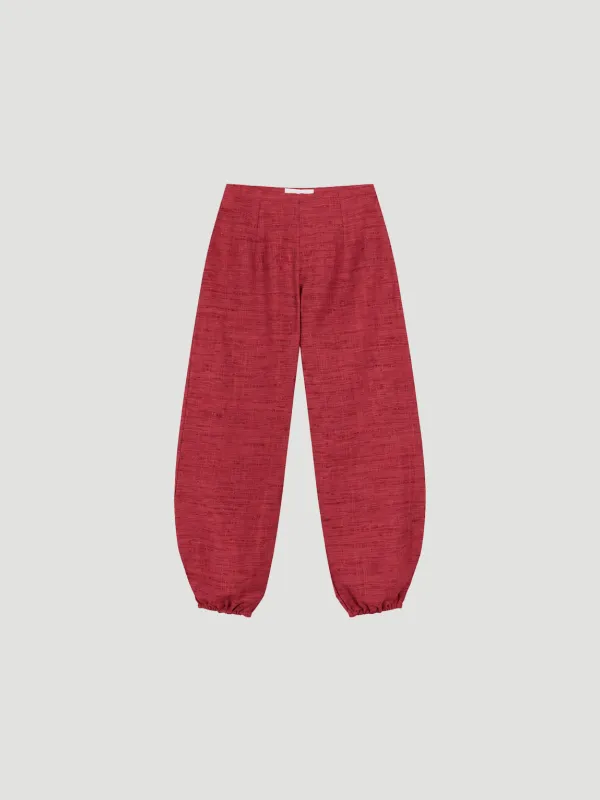 Boogie Silk Pants Red made by La Veste