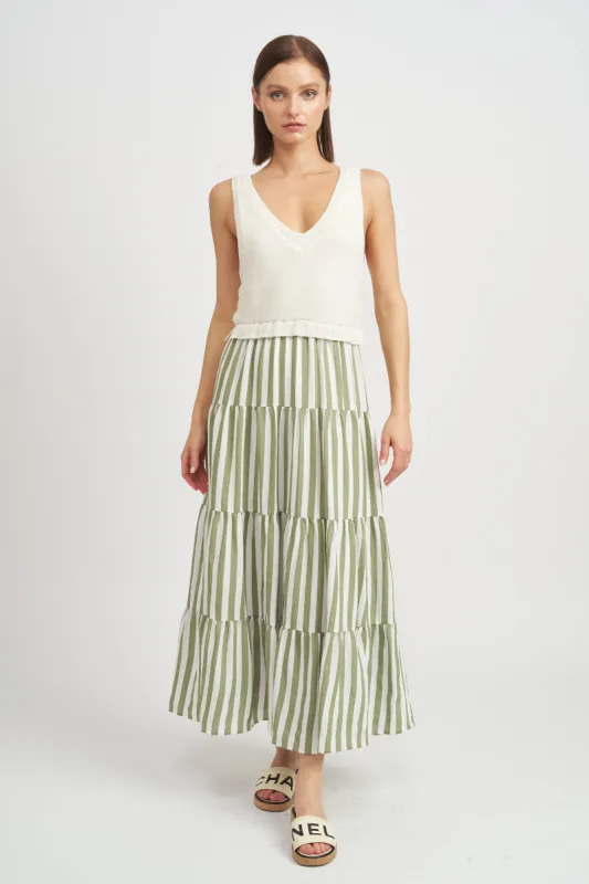 Cece Mixed Media Midi Dress sold by En Saison