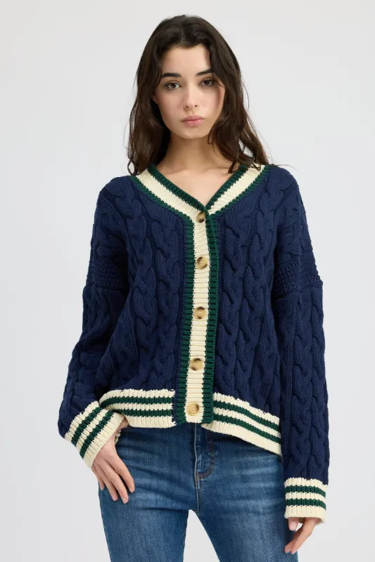 Spencer Cable Knit Cardigan sold by En Saison