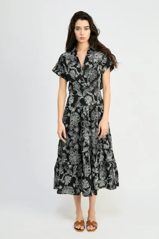 Magdalen Embroidered Maxi Shirt Dress sold by En Saison