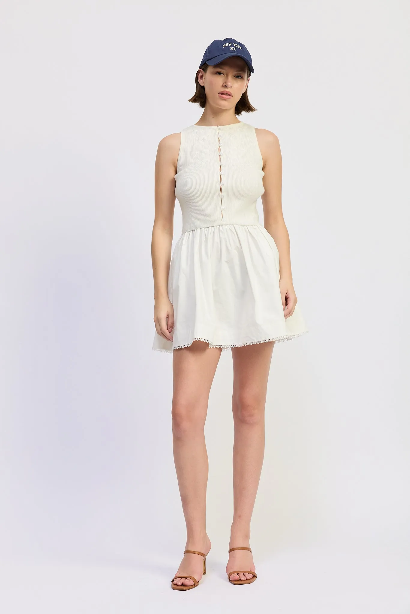 Candance Mixed Media Mini Dress sold by En Saison