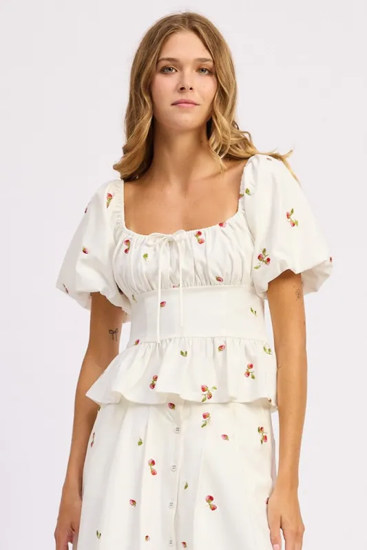 Strawberry Kiss Peplum Top sold by En Saison