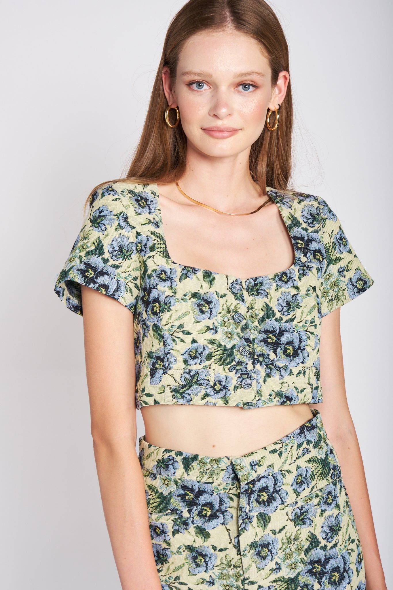 Kiara Jacquard Crop Top sold by En Saison