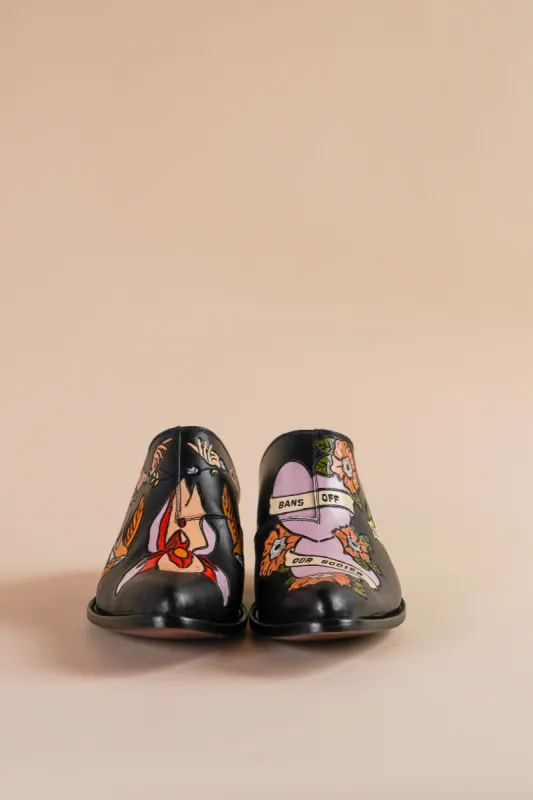 Bans Off Our Bodies Doodle Mule in Midnight sold by Brother Vellies