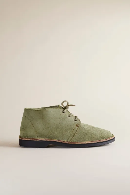 Erongo Vellies in Olive Suede sold by Brother Vellies