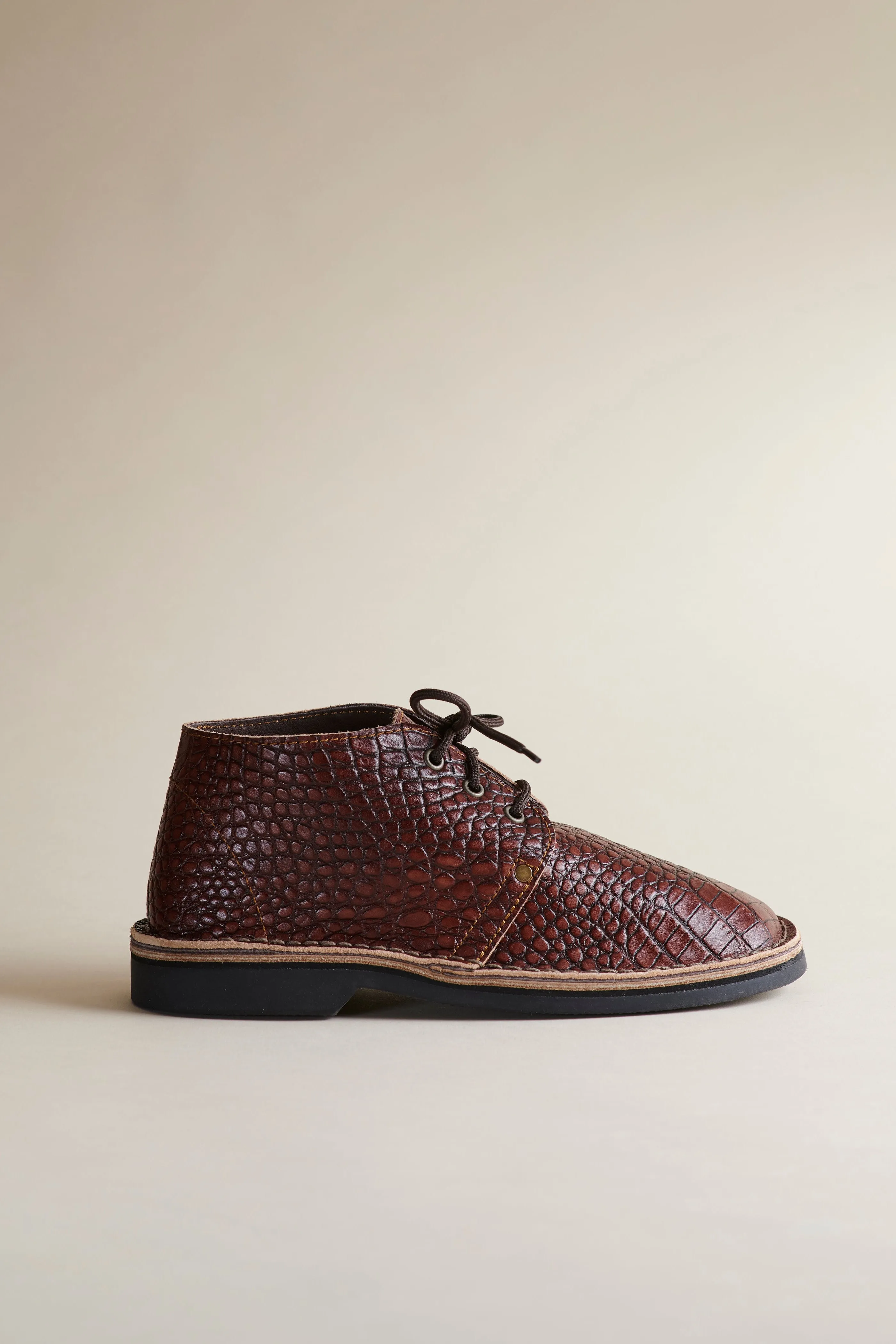 Erongo Vellies in Whiskey Croc Leather sold by Brother Vellies