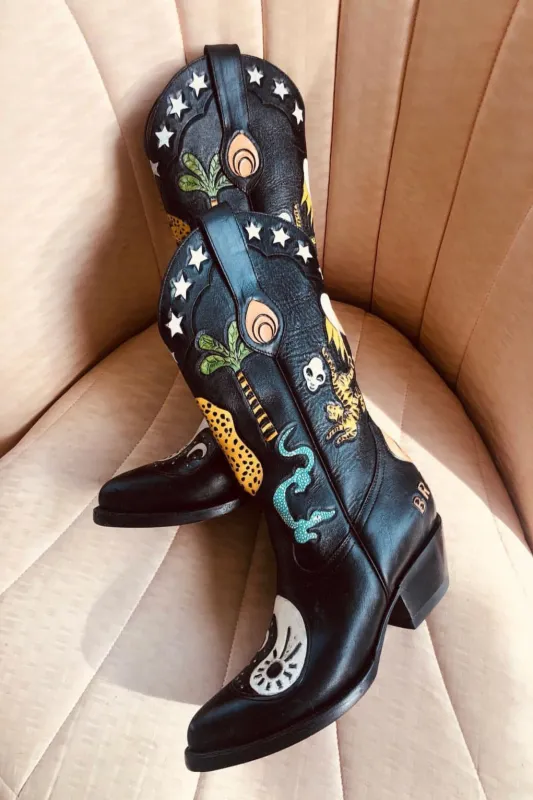 Yin Yang Doodle Cowboy Boot sold by Brother Vellies